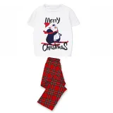 Christmas Matching Family Pajamas Merry Christmas Skiing Penguin White Short Pajamas Set
