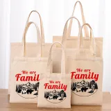 Christmas Eco Friendly 2023 We are Family Bear Handle Canvas Tote Bag