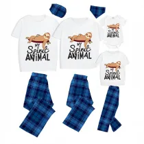 Family Matching Pajamas Exclusive Design My Spirit Animal Blue Plaid Pants Pajamas Set