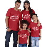 Family Matching Christmas Tops Exclusive Design Luminous 2023 Merry Christmas Hat Family Christmas T-shirt