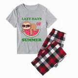 Family Matching Pajamas Exclusive Design Lazy Days Of Summer Gray Short Long Pajamas Set