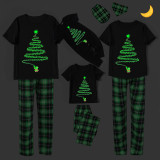 Christmas Matching Family Pajamas Luminous Glowing Fireworks Santa Black Short Pajamas Set