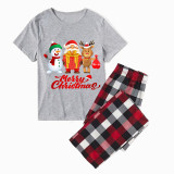 Christmas Matching Family Pajamas Merry Christmas Santa Gifts Short Gray Pajamas Set