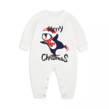 Christmas Matching Family Pajamas Merry Christmas Flying Penguin White Top Pajamas Set