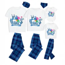 Family Matching Pajamas Exclusive Design Together We Are Family Blue Plaid Pants Pajamas Set