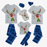 Christmas Matching Family Pajamas Funny Hanging Ornaments Antler Short Pajamas Set