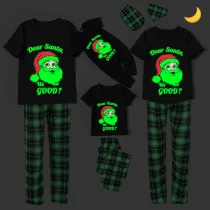 Christmas Matching Family Pajamas Luminous Glowing Dear Santa We Good Black Short Pajamas Set