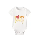 Family Matching Pajamas Exclusive Design I Love My Family White Short Pajamas Set