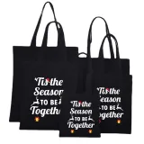 Christmas Eco Friendly This Season To Be Together Handle Canvas Tote Bag