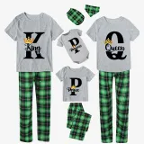Family Matching Pajamas Exclusive Design King Prince Princess Queen Green Plaid Pants Pajamas Set