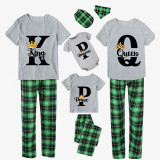 Family Matching Pajamas Exclusive Design King Prince Princess Queen Green Plaid Pants Pajamas Set