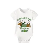 Christmas Matching Family Pajamas Dachshund Through The Snow Short Sleeve Geen Plaids Pajamas Set