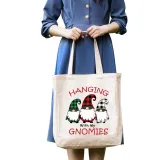 Christmas Eco Friendly Hanging with My Gnomies Handle Canvas Tote Bag