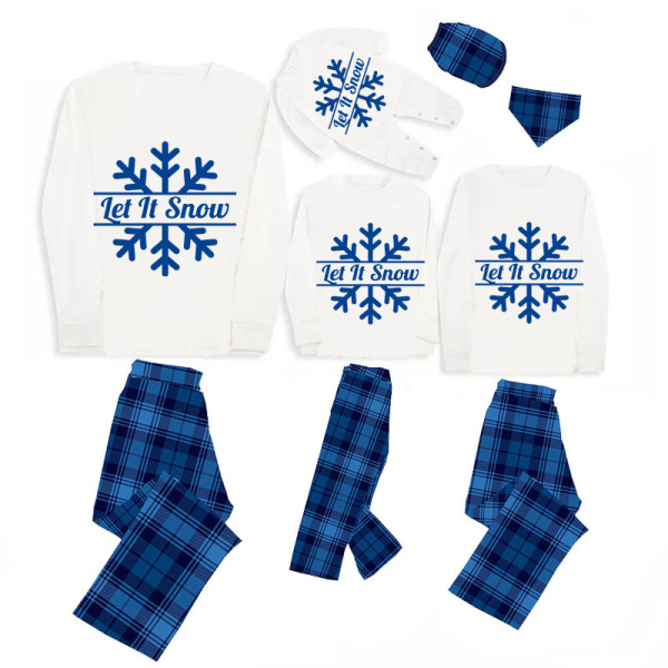 Christmas Matching Family Pajamas Let It Snow Snowflake White Top Pajamas Set