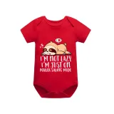 Family Matching Pajamas Exclusive Design I'm Not Lazy I'm Just On Power Saving Mode Red Short Pajamas Set