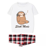Family Matching Pajamas Exclusive Design Sloth Mode White Short Long Pajamas Set