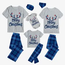 Christmas Matching Family Pajamas Merry Christmas Antler Short Pajamas Set