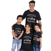 Family Matching Clothing Top Parent-kids Exercising With My Penguins Family T-shirts