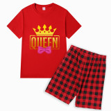 Family Matching Pajamas Exclusive Design King Prince Princess Queen Red Short Pajamas Set