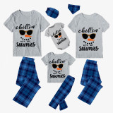 Christmas Matching Family Pajamas Chillin with Smile Snowmies Gray Short Pajamas Set