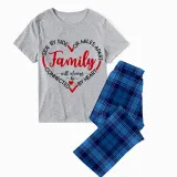 Family Matching Pajamas Exclusive Design Side By Side Or Miles Apart Family Will Always Be Connected By Heart Blue Plaid Pants Pajamas Set