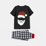 Christmas Matching Family Pajamas Luminous Glowing White Bearded Santa Black Short Pajamas Set