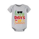 Family Matching Pajamas Exclusive Design Lazy Days Of Summer Gray Short Long Pajamas Set