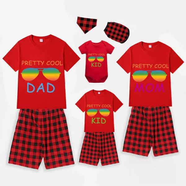 Family Matching Pajamas Exclusive Design Pretty Cool Sunglasses Red Short Pajamas Set