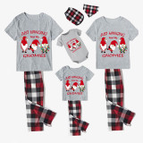 Christmas Matching Family Pajamas Red Hat Hanging with My Gnomies Gray Short Pajamas Set