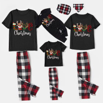 Christmas Matching Family Pajamas Love Deer Christmas Black Short Pajamas Set