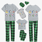 Family Matching Pajamas Exclusive Design Cute Penguins Green Plaid Pants Pajamas Set