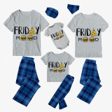 Family Matching Pajamas Exclusive Design Friday Mood Blue Plaid Pants Pajamas Set