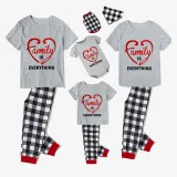 Family Matching Pajamas Exclusive Design Love Heart Gray Short Long Pajamas Set