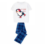 Family Matching Pajamas Exclusive Design I Can Fly Blue Plaid Pants Pajamas Set