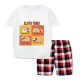 Family Matching Pajamas Exclusive Design Sloth Yoga White Short Pajamas Set