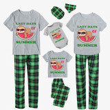 Family Matching Pajamas Exclusive Design Lazy Days Of Summer Green Plaid Pants Pajamas Set
