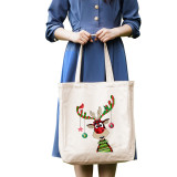 Christmas Eco Friendly Funny Hanging Ornaments Antler Handle Canvas Tote Bag