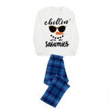 Christmas Matching Family Pajamas Chillin with Smile Snowmies White Top Pajamas Set