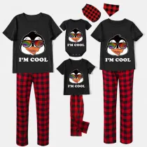 Family Matching Pajamas Exclusive Design I'm Cool Black And Red Plaid Pants Pajamas Set