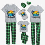 Family Matching Pajamas Exclusive Design Lazy Days Of Summer Green Plaid Pants Pajamas Set