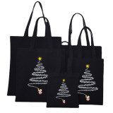 Christmas Eco Friendly Luminous Santa Fireworks Handle Canvas Tote Bag