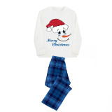 Christmas Matching Family Pajamas Merry Christmas Snowman Blue Plaids Pajamas Set