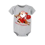 Christmas Matching Family Pajamas Merry Christmas Santa Reindeer Short Gray Pajamas Set