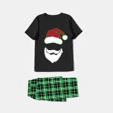 Christmas Matching Family Pajamas Luminous Glowing White Bearded Santa Black Short Pajamas Set