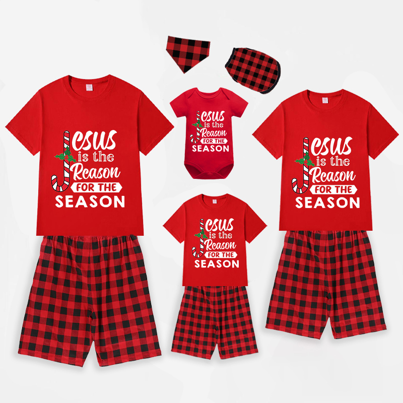 Christmas Matching Family Pajamas Jesus Is The Reason For The Season Red Pajamas Set