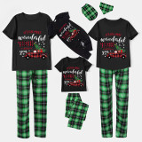 Christmas Matching Family Pajamas It's The Most Wonderful Time of The Year Truck Christmas Tree Black Short Pajamas Set