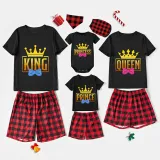 Family Matching Pajamas Exclusive Design King Prince Princess Queen Black And Red Plaid Pants Pajamas Set