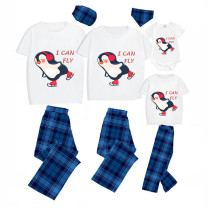 Family Matching Pajamas Exclusive Design I Can Fly Blue Plaid Pants Pajamas Set