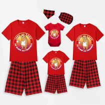 Family Matching Pajamas Exclusive Design 100% Lazy As Slow As Possible Red Short Pajamas Set