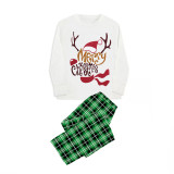 Christmas Matching Family Pajamas Hat Antler Merry Christmas WhiteTop Pajamas Set